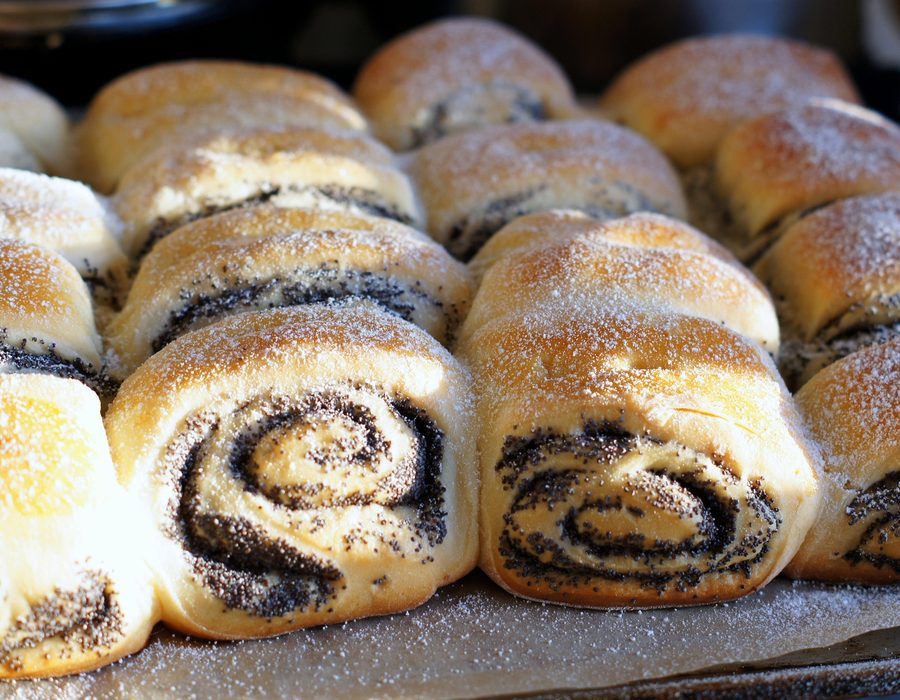 Freshly baked cinnamon rolls from a Scoffy baker